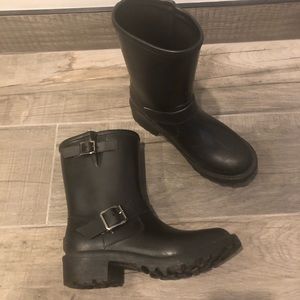 Aldo Black Rubber heavy duty platform rain boots